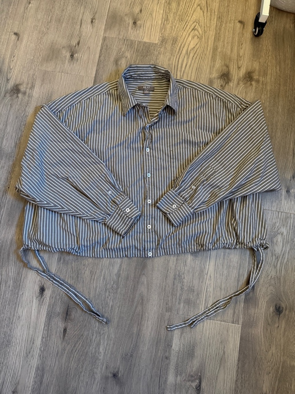Casual Striped Button-Down cropped Shirt in green